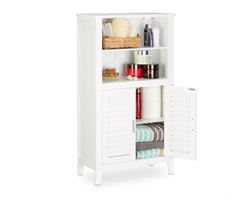 opbergkast badkamer - halfhoog - met 2 deuren - 92 x 50 x 25,5 cm - wit