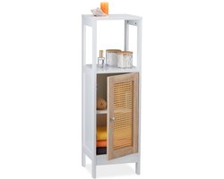 opbergkast badkamer - met deur - 3 vakken - 96,5 x 30 x 30 cm - smal - rotan look