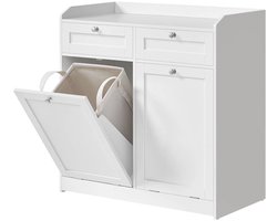 Opbergkast Badkamerkast Staande Kast 40x78,9x80,2 Cm Wit Met 2 Lades 2 Uitneembare Wasmanden Handgrepen Verhoogd Blad Valpreventie Slaapkamer Badkamer Wasruimte