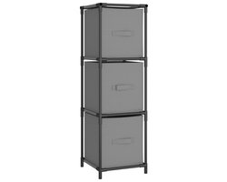 Opbergkast | Bergkast | Opslagunit met 3 stoffen lades 34x34x101 cm staal grijs