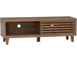 Opbergkast bijzetkast dressoir met 2 deuren, roosterontwerp zorgt voor goede ventilatie en maakt het gemakkelijk om de binnenkant te bekijken, stevig houten frame, geschikt voor woonkamer, slaapkamer en keuken, 140×35×45 cm, naturel