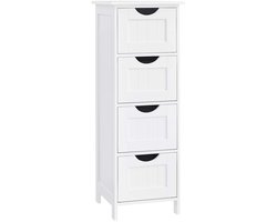 Opbergkast Bijzetkast Ladekast Badkamerkast Multifunctioneel Opberggmeubel met 4 lades Stijlvol en modern design Geschikt voor badkamer, woonkamer, keuken en gang 30 x 30 x 82 cm Wit