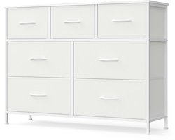 Opbergkast Bijzetkast Ladenkast Multifunctioneel groot capaciteit ontwerp Met 7 laden en verstelbare poten Stevig metalen frame Eenvoudig te monteren Geschikt voor slaapkamer, keuken en woonkamer 30x98,8x73,7 cm Wit
