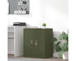 Opbergkast Bureaukast - Stalen Kast - Efficiënte Organisatie - Afsluitbare Deuren - 60 x 40 x 70 cm - Olijfgroen