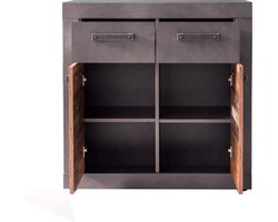 Opbergkast - Commode 2 deuren, 2 laden grijs eiken decor, oud houten decor.
