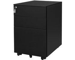 Opbergkast Dossierkast Met Slot Wieltjes En 3 Laden 52x39x60 Cm Zwart Metalen Frame Verrijdbaar Stevig Duurzaam Studiekamer Kantoor Slaapkamer Thuiswerken