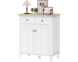 Opbergkast Dressoir - Buffetkast Keuken - Ruimte Organiseren - Landelijke Stijl - 76 x 48 x 91 cm - Wit Houtlook