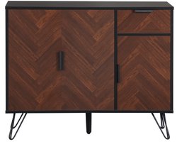 Opbergkast, dressoir in zwart en houtlook met lade en in hoogte verstelbare planken (90 x 30 x 71,5 cm)