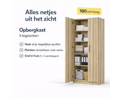 Opbergkast Graham Sonoma - Breedte 80 cm - Hoogte 180 cm - Diepte 42 cm - Met planken - Met openslaande deuren