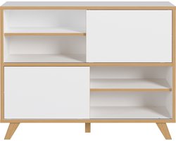 Opbergkast Hercules 120cm met 2 schuifdeuren - wit/eik - Germania - Kantoorkasten - Wit - Melamine - Kantoorkasten -