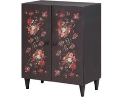 Opbergkast Hout - Kastje Dressoir - Woonkamer Opbergen - Bloemenmotief Messing Knoppen - 60 x 335 x 75 cm - Meerkleurig