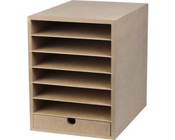 Opbergkast Hout met Lade voor A4 papier - 1 st