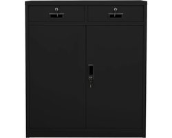 Opbergkast | Kantoorkast 90x40x102 cm staal zwart