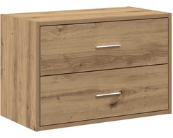 Opbergkast | Kast met 2 lades 60x31x40 cm bewerkt hout artisanaal eikenkleur