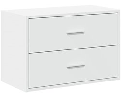 Opbergkast | Kast met 2 lades 60x31x40 cm bewerkt hout wit
