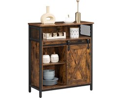 Opbergkast - Kast met schuifdeur - Industrieel - Hout/metaal - Bruin/zwart - 70x30x80