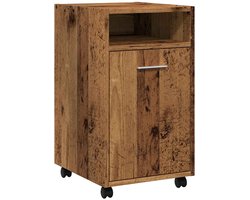 Opbergkast | Kast met wielen 33x38x60 cm bewerkt hout oud houtkleurig