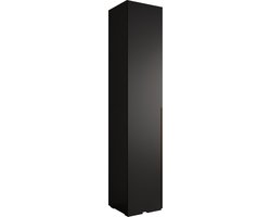 Opbergkast Kledingkast met 1 draaideuren Garderobekast slaapkamerkast Kledingstang met planken | Gouden Handgrepen, elegante kledingkast, glamoureuze stijl (LxHxP): 50x237x47 cm - IVONA 1 (Zwart, 50 cm)