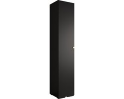 Opbergkast Kledingkast met 1 draaideuren Garderobekast slaapkamerkast Kledingstang met planken | Gouden Handgrepen, elegante kledingkast, glamoureuze stijl (LxHxP): 50x237x47 cm - IVONA 2 (Zwart, 50 cm)