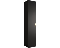 Opbergkast Kledingkast met 1 draaideuren Garderobekast slaapkamerkast Kledingstang met planken | Gouden Handgrepen, elegante kledingkast, glamoureuze stijl (LxHxP): 50x237x47 cm - IVONA 4 (Zwart, 50 cm)