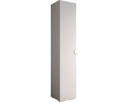 Opbergkast Kledingkast met 1 draaideuren Garderobekast slaapkamerkast Kledingstang met planken | Gouden Handgrepen, elegante kledingkast, glamoureuze stijl (LxHxP): 50x237x47 cm - IVONA 4 (Wit, 50 cm)