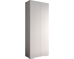 Opbergkast Kledingkast met 2 draaideuren Garderobekast slaapkamerkast Kledingstang met planken | Gouden Handgrepen, elegante kledingkast, glamoureuze stijl (LxHxP): 100x237x47 cm - IVONA 2 (Wit, 100 cm)