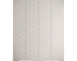 Opbergkast Kledingkast met 4 draaideuren Garderobekast slaapkamerkast Kledingstang met planken | Gouden Handgrepen, elegante kledingkast, glamoureuze stijl (LxHxP): 200x237x47 cm - GEMINI 4 (Wit, 200 cm)