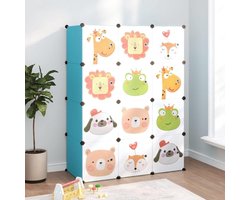 Opbergkast Kubussen - Kinderkast Speelgoedkast - Kinderkamer Opruimen - Waterbestendige Panelen - 110 x 46.5 x 144 cm - Blauw