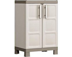 Opbergkast Laag - Opbergmeubel Kast - Spullen Opbergen - Afsluitbare Deuren - 97 cm Hoog - Beige Taupe