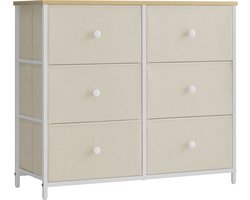 Opbergkast - Lade Organizer - Spaanplaat Staalstof - Camel Geel Crème Wit - 30cm x 80cm x 71cm - Lichtgewicht - Ruim - Eenvoudige montage
