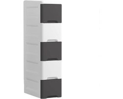 Opbergkast Lade - Smalle Kast - Ruimte Organiseren - Stille Wielen - 20x38x83 cm - Bruin-wit