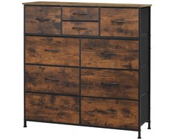 Opbergkast - Ladekast - Ladekastje - Ladenkastje - Ladenkast - Industrieel Stijl - Metaal Frame - voor Woonkamer - Slaapkamer en Hal - 8 Lades - Vintage Bruin Zwart