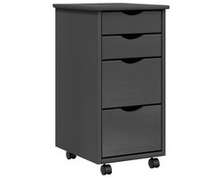 Opbergkast | Ladekast MOSS verrijdbaar massief grenenhout grijs