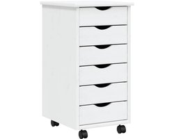 Opbergkast | Ladekast MOSS verrijdbaar massief grenenhout wit