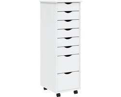 Opbergkast | Ladekast MOSS verrijdbaar massief grenenhout wit