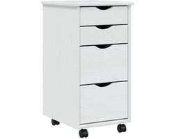 Opbergkast | Ladekast MOSS verrijdbaar massief grenenhout wit