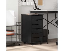 Opbergkast | Ladekast MOSS verrijdbaar massief grenenhout zwart