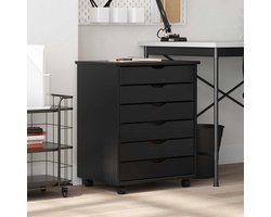 Opbergkast | Ladekast MOSS verrijdbaar massief grenenhout zwart