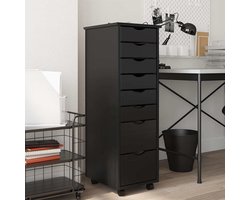 Opbergkast | Ladekast MOSS verrijdbaar massief grenenhout zwart