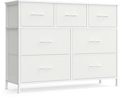 Opbergkast Ladenkast Bijzetkast 30x98,8x73,7 cm Wit Met 7 laden en verstelbare poten Multifunctioneel groot capaciteit ontwerp Stevig metalen frame Anti-omval ontwerp Geschikt voor slaapkamer, keuken en woonkamer