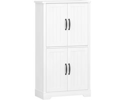 Opbergkast - Linnenkast - Legkast - Opbergmeubel - Badkamerkast - Kledingkast - Verstelbare Planken - 4 Deuren - Wit - Zwart