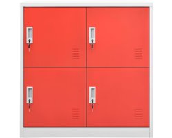 Opbergkast | Lockerkast 90x45x92,5 cm staal lichtgrijs en rood