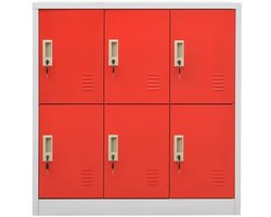 Opbergkast | Lockerkast 90x45x92,5 cm staal lichtgrijs en rood