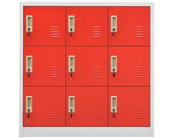 Opbergkast | Lockerkast 90x45x92,5 cm staal lichtgrijs en rood