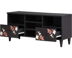 Opbergkast Mangohout - Dressoir Kast - Woonkamer Opbergen - Bloemenpatroon Messing Knoppen - 100 x 335 x 46 cm - Meerkleurig