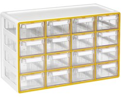 Opbergkast met 16 Lades - Hobbykast Organizer - Hobby en Knutselen - Stapelbaar en Aanpasbaar - 45x21x28 cm - Geel