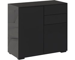 Opbergkast Met 2 Lades En 2 Deuren – Met Anti-Kantelvoorziening, 79 x 36 x 74 cm, Zwart