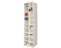 Opbergkast met 20 vakken - ruime hangkast voor kleding, schoenen en accessoires - praktische vouwgarderobe voor ruimtebesparende opslag - blauw/beige