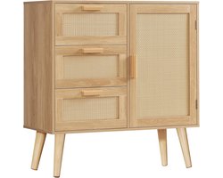 Opbergkast met 3 Laden en Verstelbare Plank - Rotan Stijl Kast