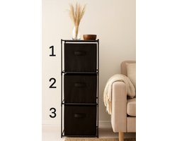 Opbergkast met 3 Lades – Zwart/Grijs – 100 cm Hoog – Lichtgewicht & Compact
